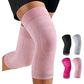 CAMBIVO Knee Brace for Women and Men (2 Pack), Ultra-Thin Lightweight Knee Compression Sleeve (Light Pink, Medium)
