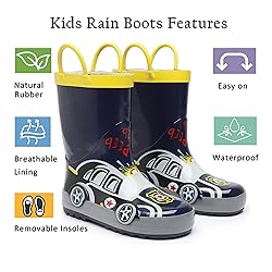 LANCDON Toddler Rain Boots for Boys and Girls