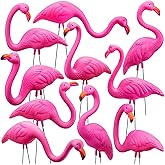 JOYIN 10 Pack Small Yard Flamingos Ornament Stakes, Mini Pink Flamingo Yard Decorations, Mini Lawn Plastic Flamingo Statue with Rubber Coating Metal Legs for Outdoor, Garden, Luau Party Gift (3-10IN)