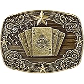 SANSTHS Western Belt Buckle for Men Women, Vintage Cowboy Cowgirl Texas Rodeo Longhorn Bull, Goat, Poker and Horse