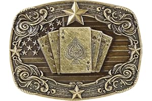 SANSTHS Western Belt Buckle for Men Women, Vintage Cowboy Cowgirl Texas Rodeo Longhorn Bull, Goat, Poker and Horse