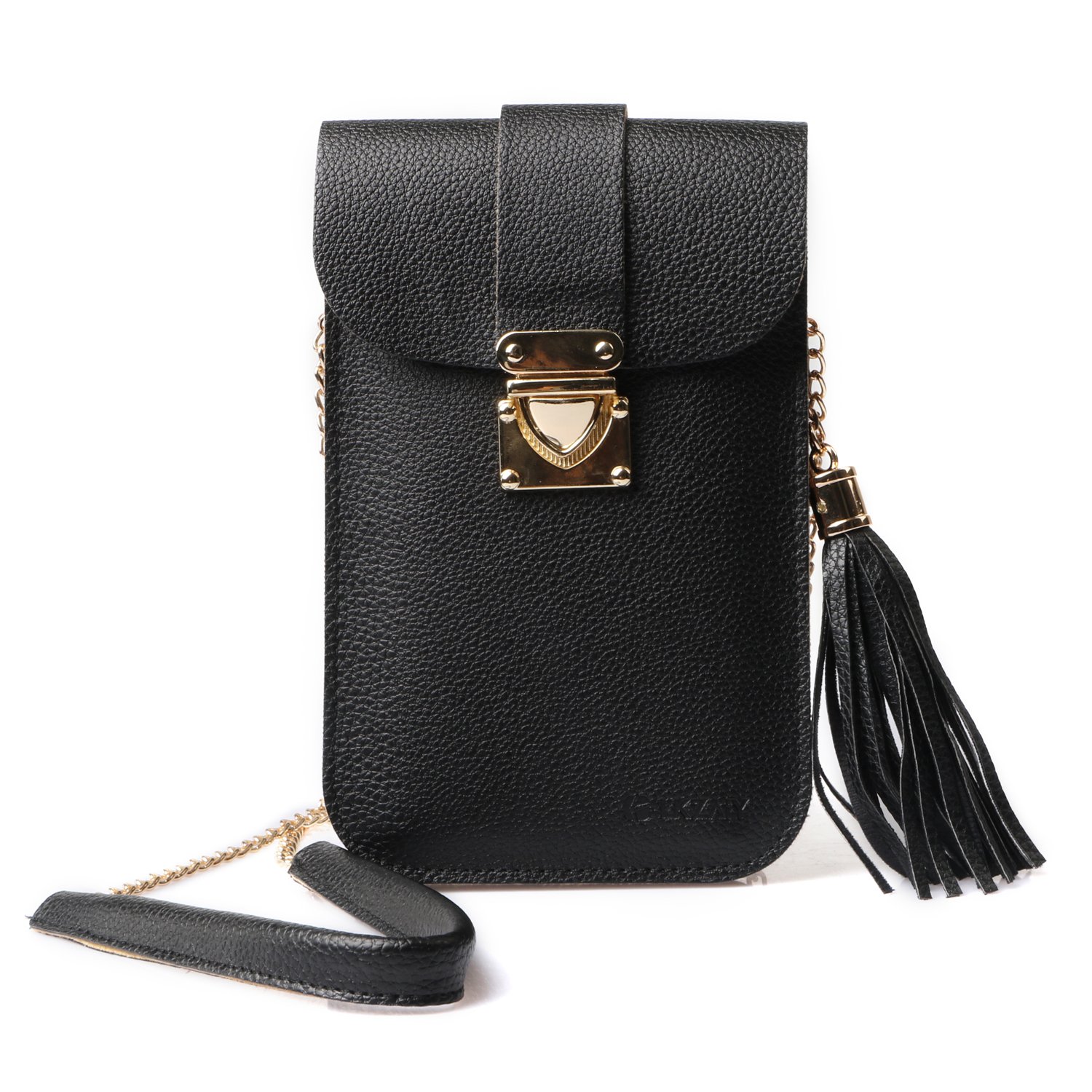 Cell Phone Bag, LKZAIY PU Leather Small Crossbody Bag with Detachable Chain Shoulder Strap Clear Purse Wallet for Women