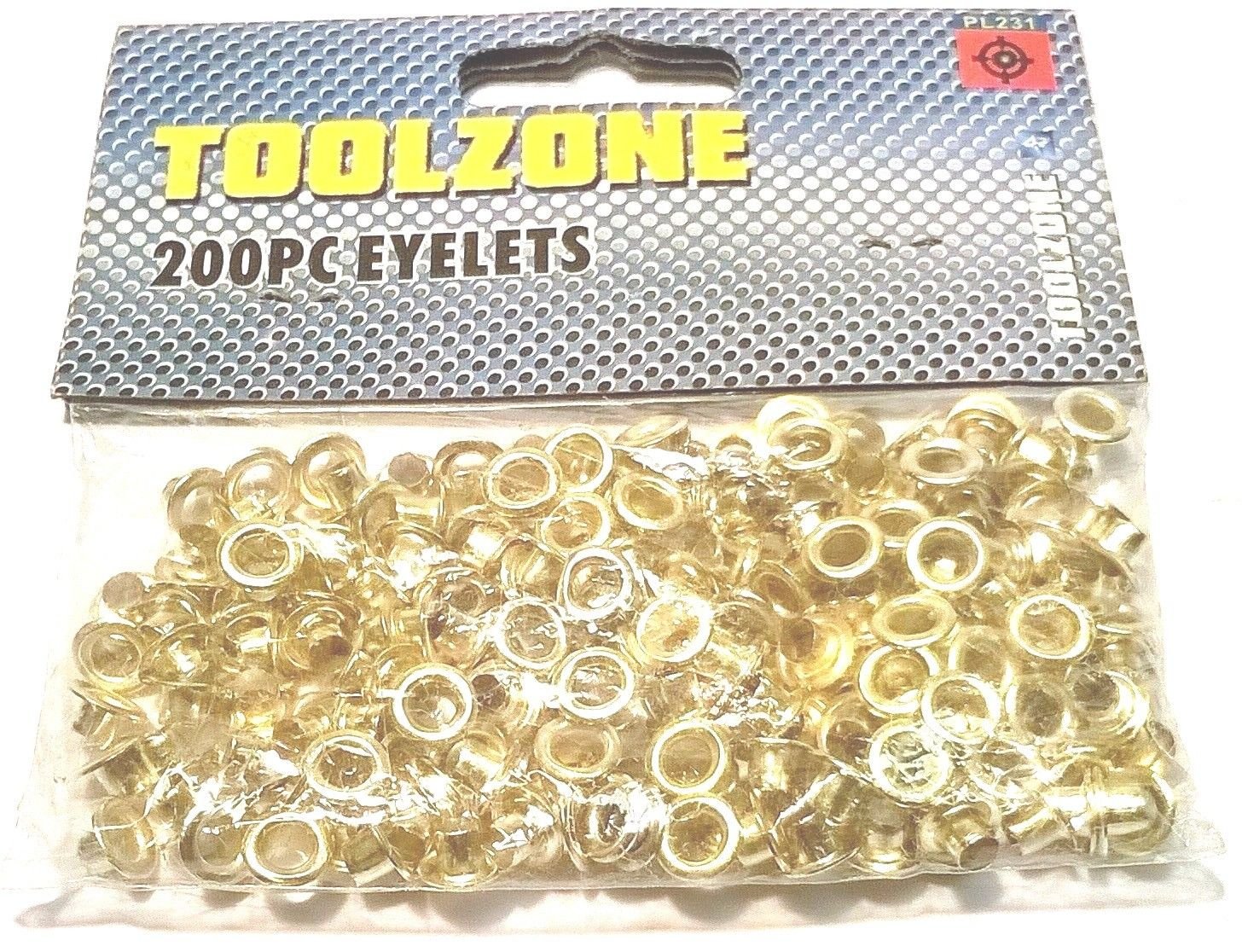 Toolzone 200pc Brass Eyelet Set 8MM Diameter / 4MM Inner