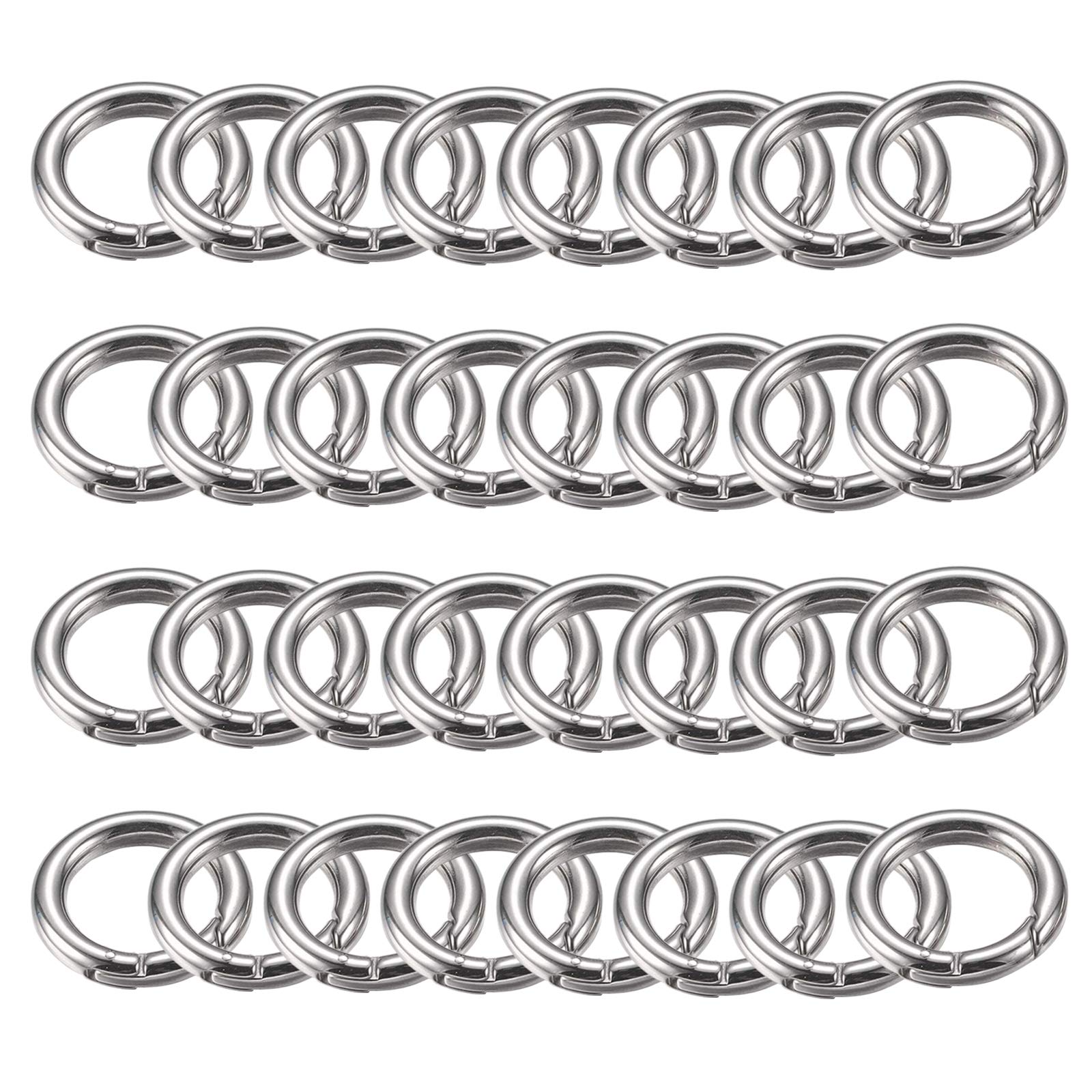 Spring O Rings, Ekunbuy Spring Snap Clip Hooks Zinc Alloy Round Metal Split Rings Small Clamp Clasp Keyring Buckle for Bags Purses Handbag Strap Craft Jewelry Making