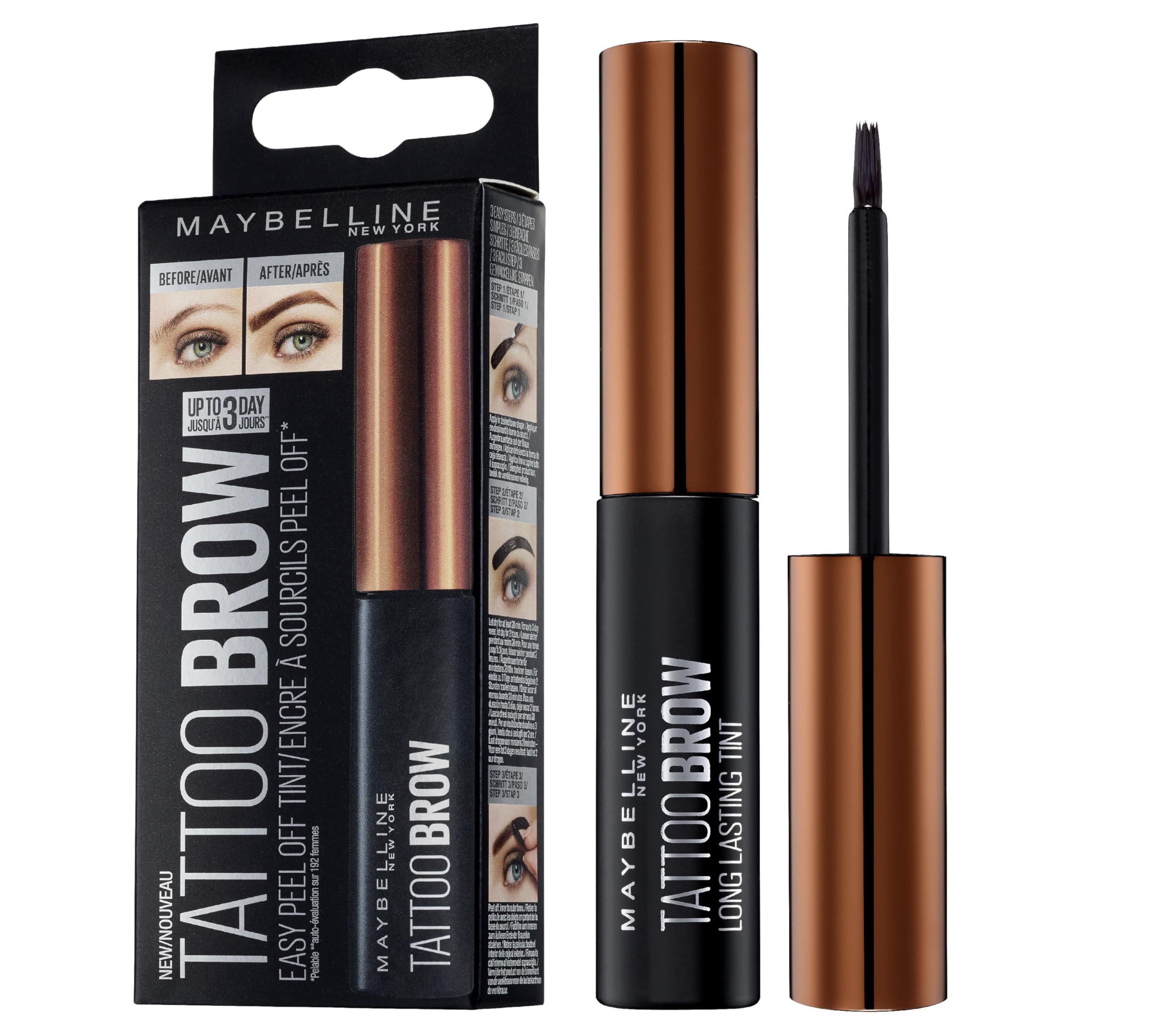 Maybelline New York Tattoo Brow Peel Off Eyebrow Gel Tint, Semi-Permanent Colour, Waterproof, For Evenly-Filled, Naturally Full Brows, Lasts Up To 3 Days, Light Brown โ image 1