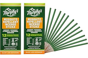 Murphy's Naturals Mosquito Repellent Incense Sticks | DEET Free with Plant Based Essential Oils | 2.5 Hour Protection | 12 Sticks per Carton | 2 Pack