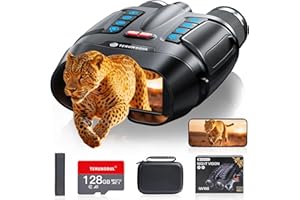 TERUNSOUL Night Vision Goggles - Smart APP 4K Night Vision Binoculars, 10000mAh Battery, 128GB Card Included, 3'' UHD Screen & 8X Zoom Binoculars, 2000FT Range Goggles for Camping, Hunting, Security (Black)