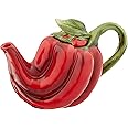 Cosmos Gifts Chili Pepper Ceramic Teapot, 5-Inch