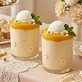 SiliFine Icon Juice Glasses, 14oz Stemless Wine Drinking Juice Glass Cup for Valentine Party Supplies Gift(2 Pcs,Daisy)