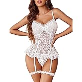 Avidlove Lingerie for Women Lace Babydoll Dress Garter Nightgown V Neck Chemise Nighty