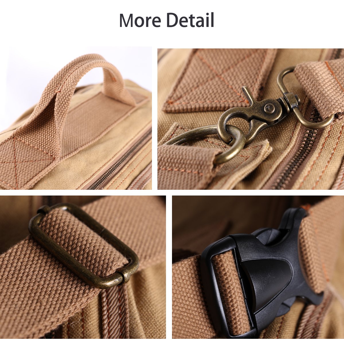 Cylinder Canvas Bag Travel Outdoor Hiking Bag Luggage Satchel Bag Should Bags(Khaki)