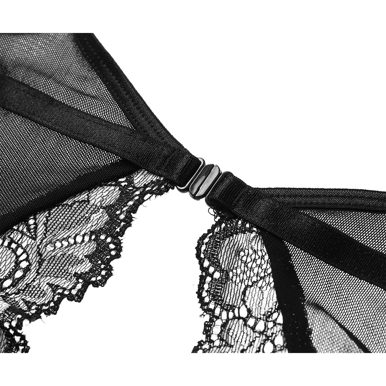 XSPICE Women Deep V Lingerie Lace Babydoll Mini Bodysuit Halter One Piece Teddy Underwear