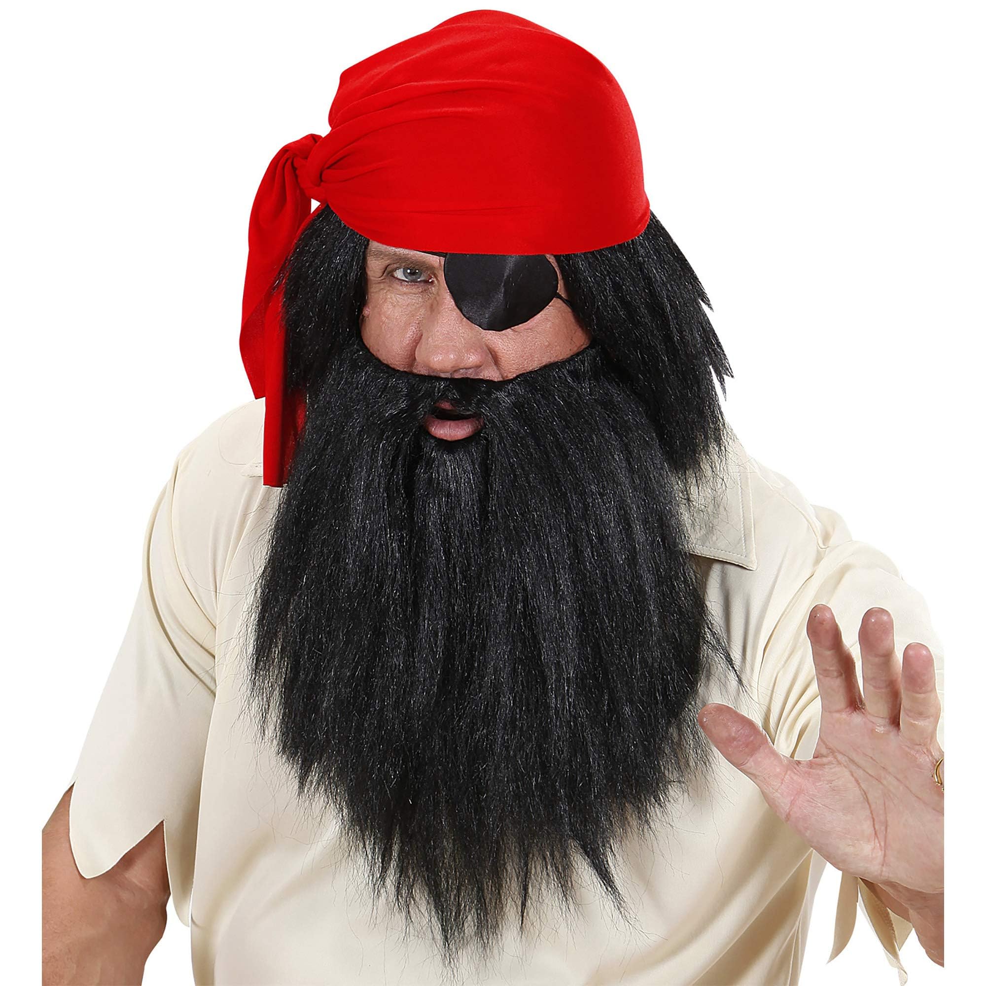 Mens Black Caveman - Pirate withBeard Wig for Hair Accessory Fancy Dress