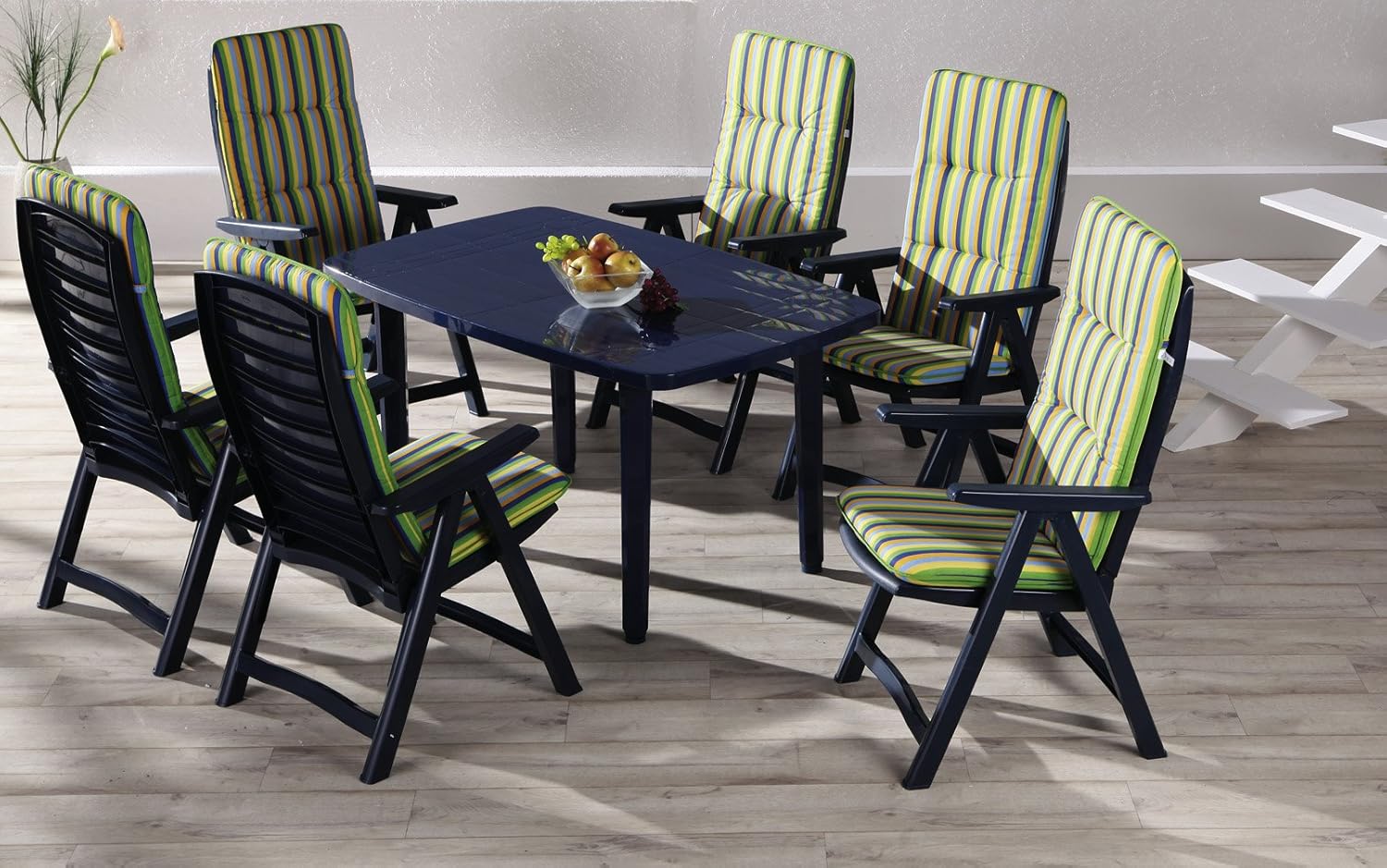 Best 96236422 13-teilig Santiago und Festival Gartenmöbel-Set, blau, D