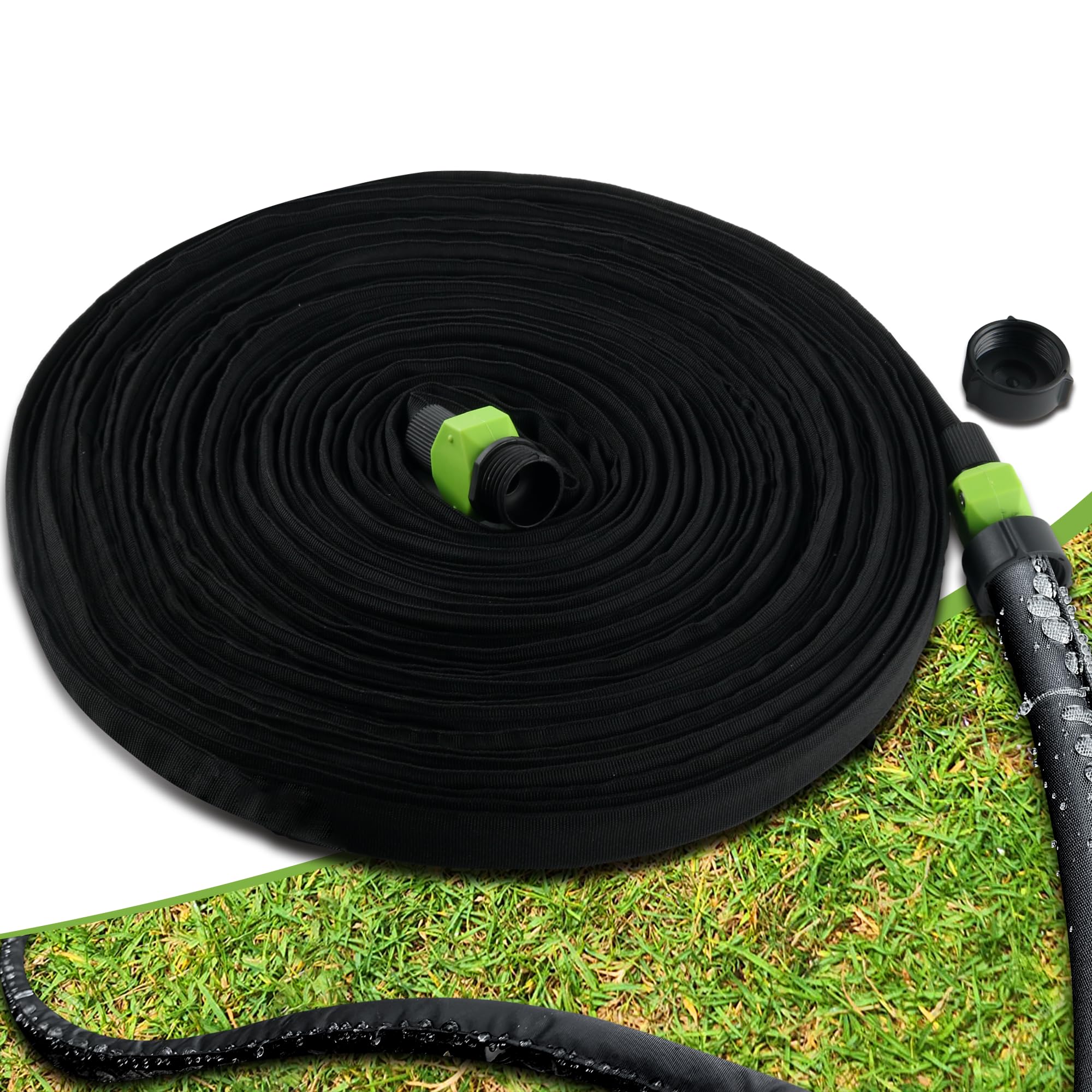Photo 1 of Flat Soaker Hose - 150FT Save 80% Water Drip Garden Hose -Thickened Heavy Duty Double Layer Drip Flexible Leakproof, Drip Watering Hose for Garden Beds and Lawns…