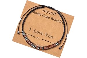 JoycuFF Inspirational 𝐌𝐨𝐫𝐬𝐞 𝐂𝐨𝐝𝐞 𝐁𝐫𝐚𝐜𝐞𝐥𝐞𝐭 𝐟𝐨𝐫 𝐖𝐨𝐦𝐞𝐧 Secret Message Wood Beads with Cord Jewelry Birthday Christmas Mother's Day 𝐆𝐢𝐟𝐭 𝐟𝐨𝐫 𝐇𝐞𝐫 Mother Grandmother
