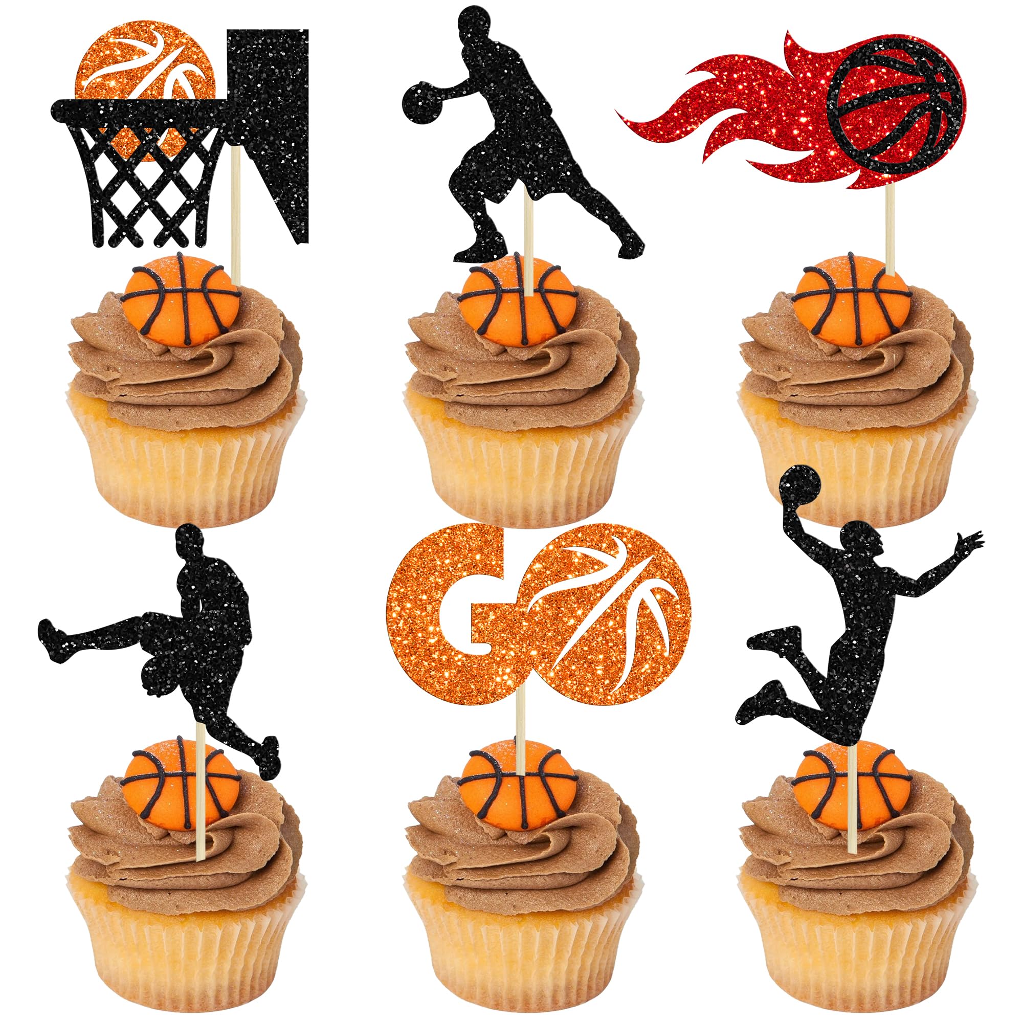 Photo 1 of Gyufise 24Pcs Basketball Cake Topper - Sports Players Theme Cupcake Picks for Baby Shower, Birthday Party Cake Decorations Supplies