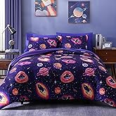 Wink Deer Twin Comforter Set for Boys-5 Pieces Space Rocket Twin Bedding Sets for Kids, Ultra Soft Bed in A Bag with Sheets