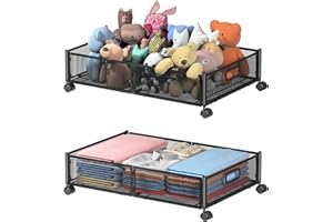 UYOKCNIE Under Bed Storage Containers, Shoe Storage With Wheels, Foldable Bedroom Storage Organization with Handles, Under Bed Storage Bins Drawer For Clothes, Blankets And Shoes, Bedding (2 Pack, Black)