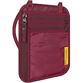 VENTURE 4TH RFID Blocking Travel Neck Wallet - Security Neck Pouch Passport Holder with Nylon Lining (Red)