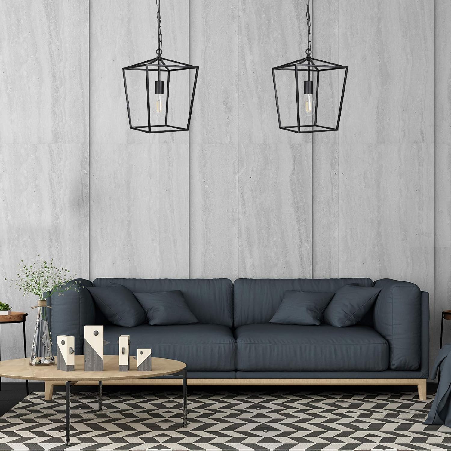 Paragon Home Pendant Light Hanging Lantern Lighting Fixture for Kitchen and Dining Room, Industrial Retro Iron Chandelier Fixture,E26 Base, Black (Bulbs Not Included): Home Improvement