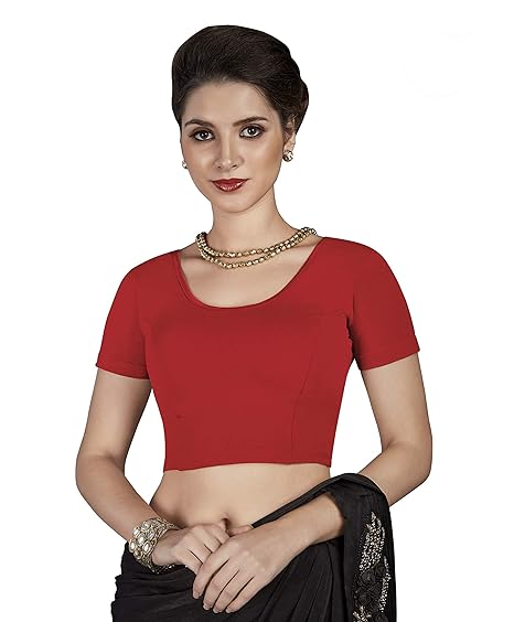 Premium Women'S Cotton Lycra Stretchable Readymade Plain Saree Blouse
