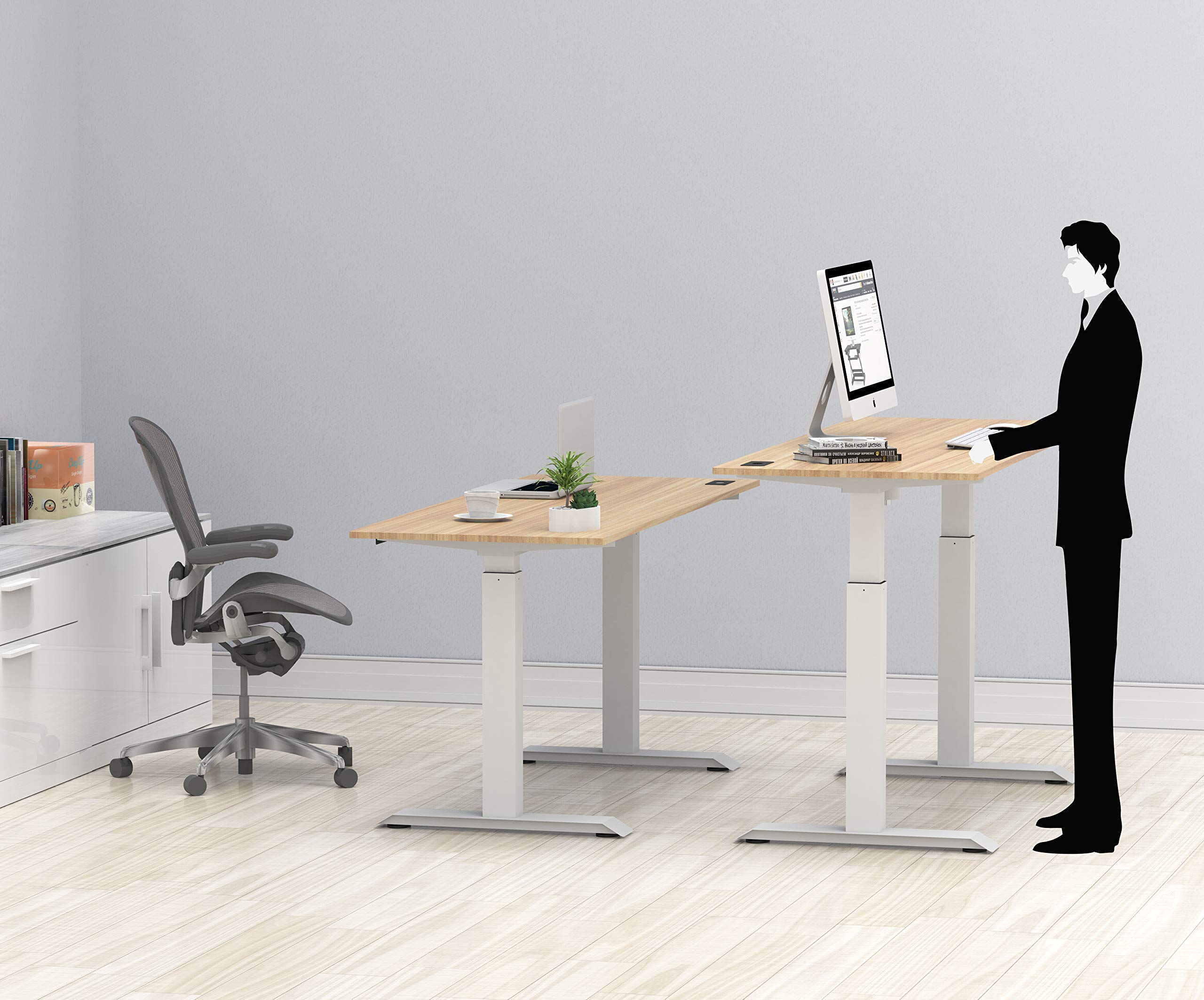 SHW Electric Height Adjustable Computer Desk, 48 x 24 Inches, Maple