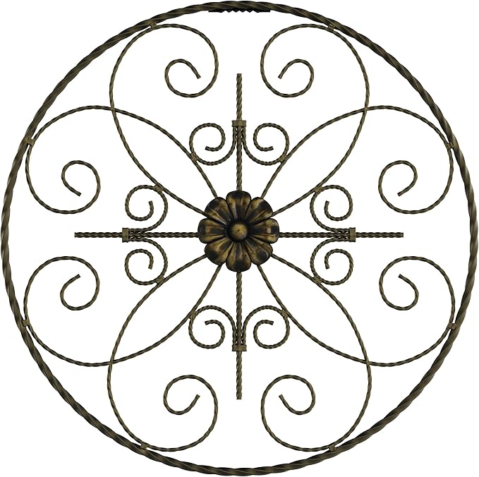 Amazon Com Lavish Home Medallion Metal Wall Art 14 Inch Round Metal Home Decor Hand Crafted With Distressed Finish Mounting Screws Included Home Kitchen