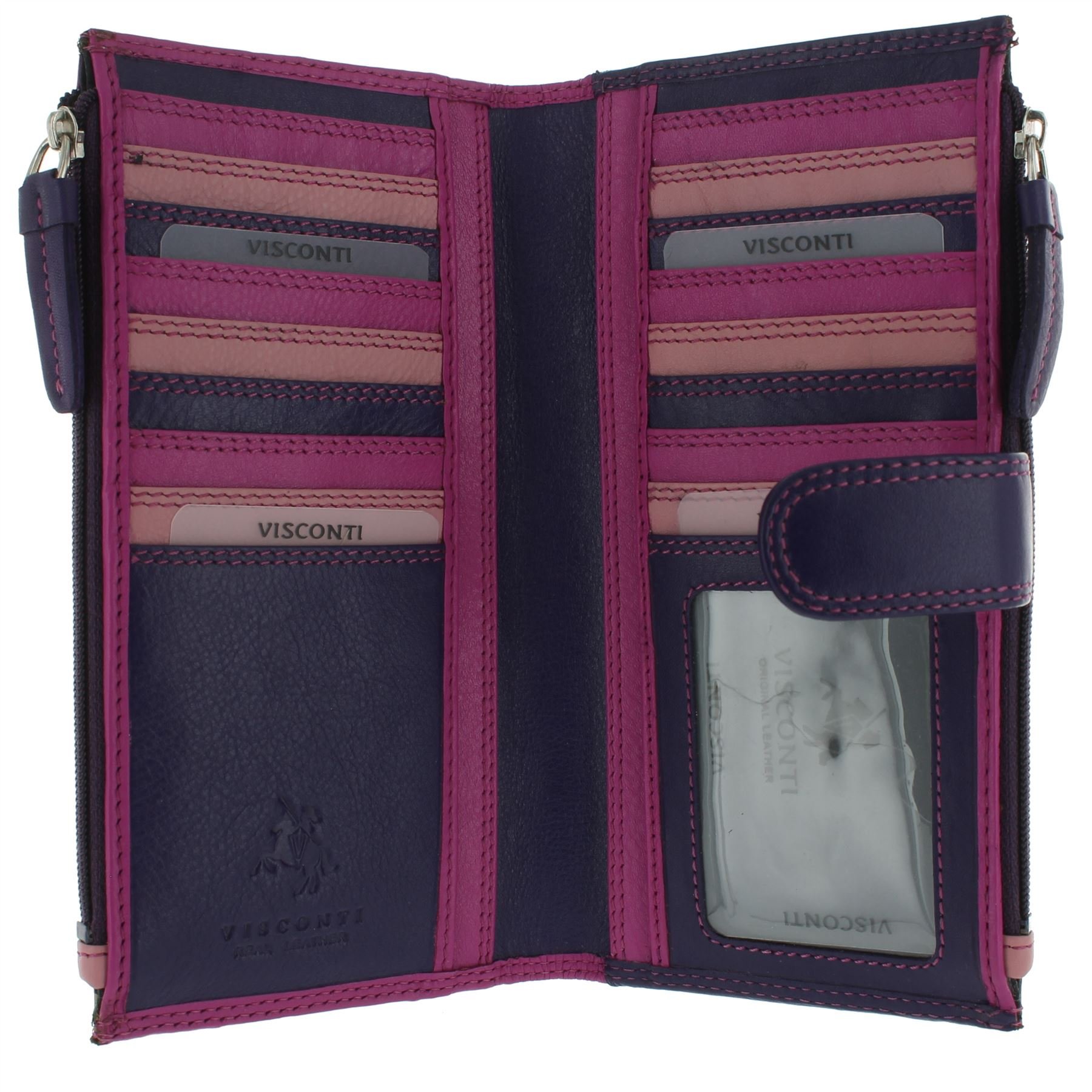 VISCONTI Leather Rainbow Collection Bermuda Purse RFID Blocking RB100 Berry Multi