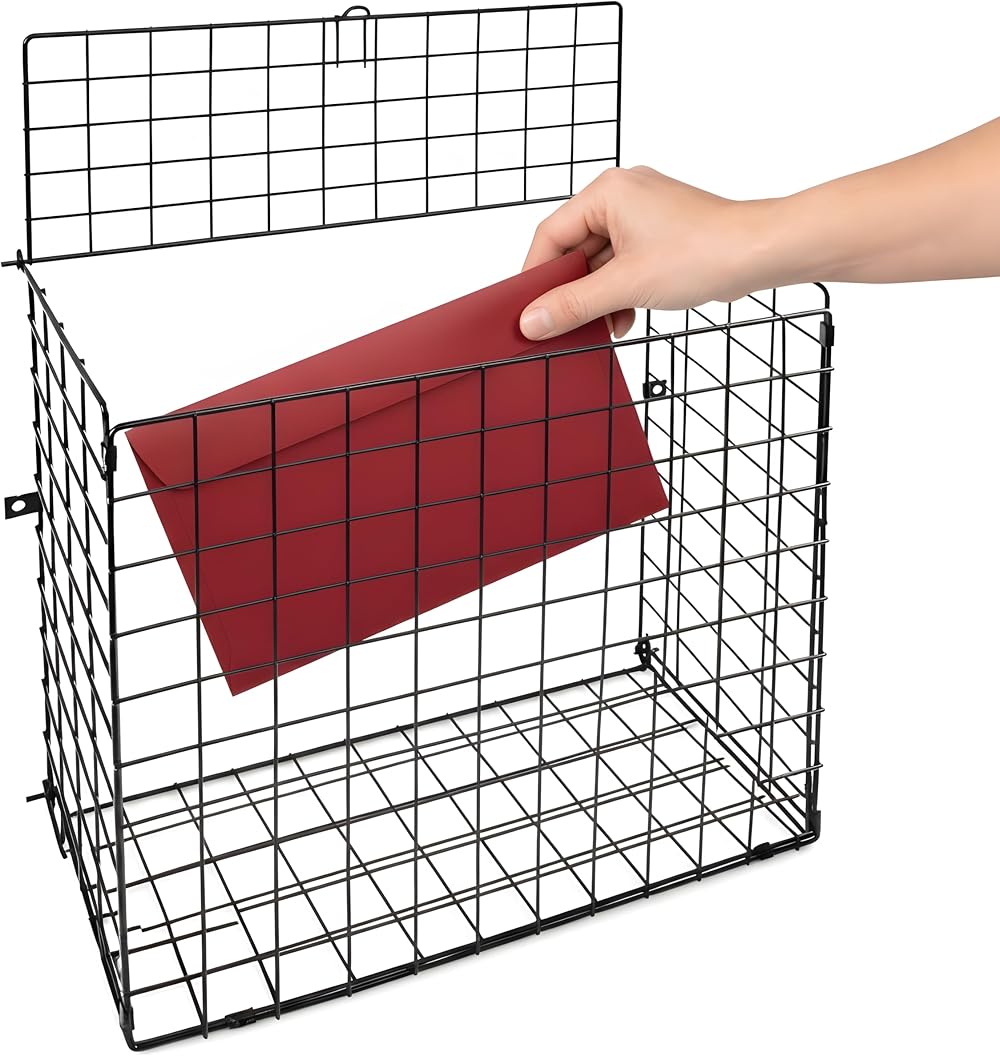 Unibos Large Letterbox Cage Mail Catcher Heavy Duty Steel Black