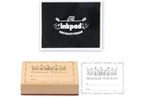 EYxsaxenk Fabric Stamp with Black Ink Pad - Handmade with Love Wildflower Permanent Custom Name Stamp Washable Reusable Perso