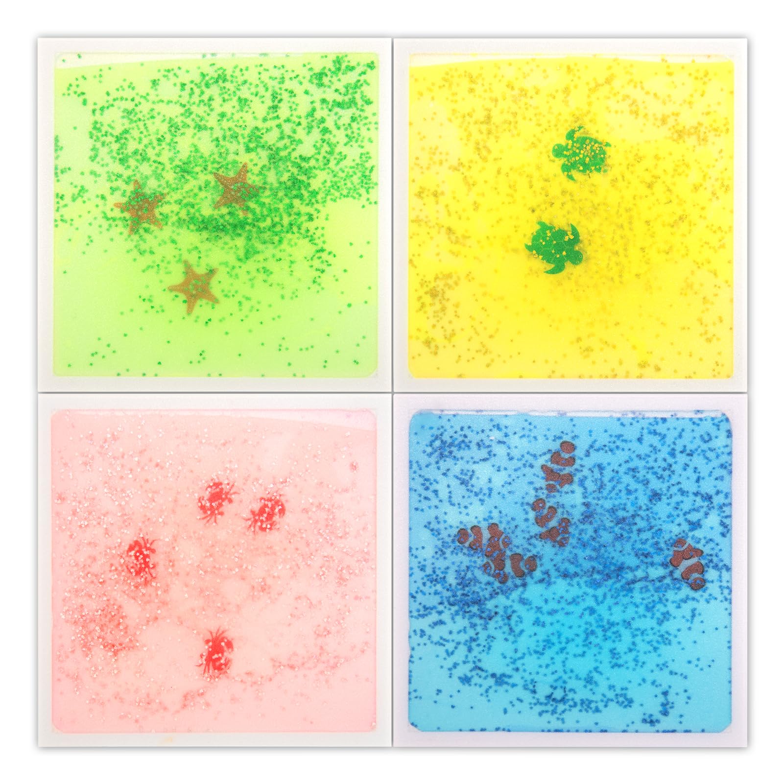 Art3d 4 Pieces Liquid Floor Tiles Colorful Liquid Fusion Sensory Tiles Senroy Dance Play Mat Children Preschool Kids Teenagers 30 x 30 cm Sea Animals Aquarium