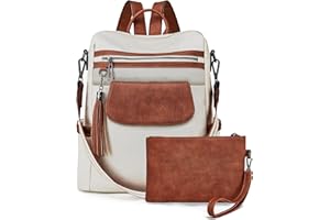 OPAGE Leather Backpack Purse for Women Fashion Designer Ladies Shoulder Bags Travel Backpack With Wristlet