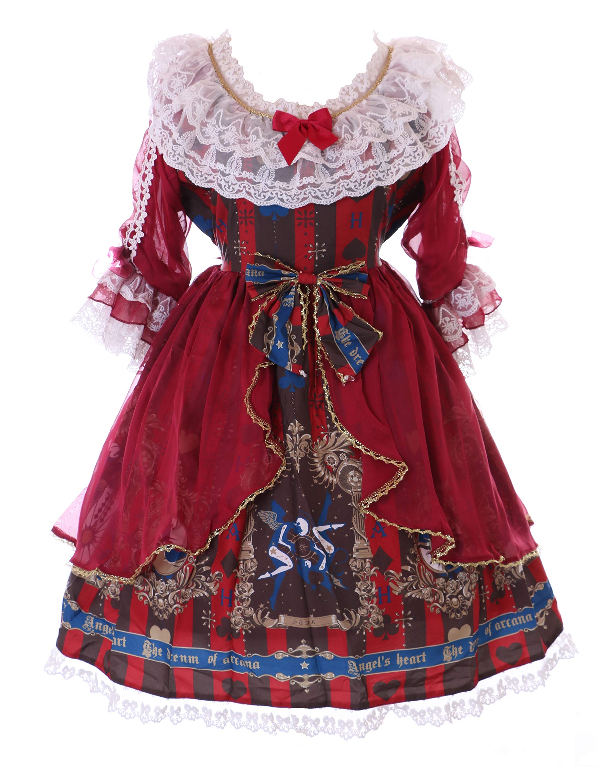 JSK-46-2 Red Painting Lace Bows Baroque Dress Lolita Cosplay Costume Kawaii