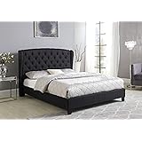 Best Master FurnitureYvette Upholstered Tufted with Wingback Platform Bed California King, Black