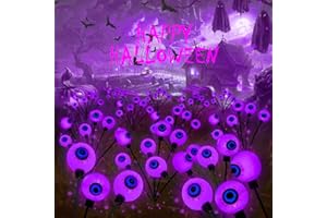 LORRYTE 6 Pack Solar Eyeball Lights for Halloween Decorations Outdoor, 36 LED Purple Eyeball Solar Halloween Lights, Waterproof Swaying Firefly Lights with 2 Modes for Pathway Patio Yard Lawn Garden Decor
