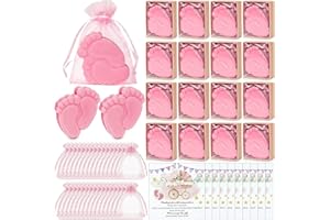 50 Sets Baby Shower Feet Soaps Bulk Baby Shower Favors for Guests Handmade Scented Soap with Organza Bags Thank You Cards for