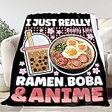 Ramen Anime Bubble Tea Blanket for Kids Teen Girl