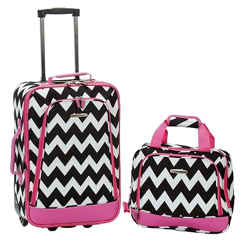 Rockland Fashion Softside Upright Luggage Set, Expandable, Pink