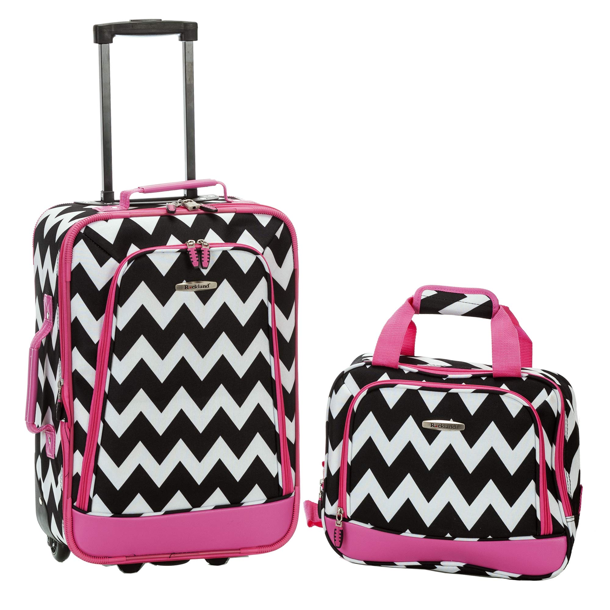 Rockland 2 Piece Expandable Luggage Set, Pink Chevron