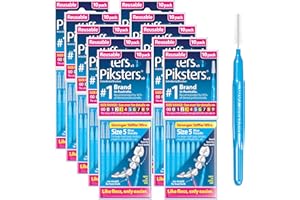 Piksters Interdental Brushes, Size 5, 100 Count (10 x 10 Packs), Interdental Tooth Brush for Large Gaps, Gum Soft Bristles for Plaque Removal, Safe for Braces (100 pk)