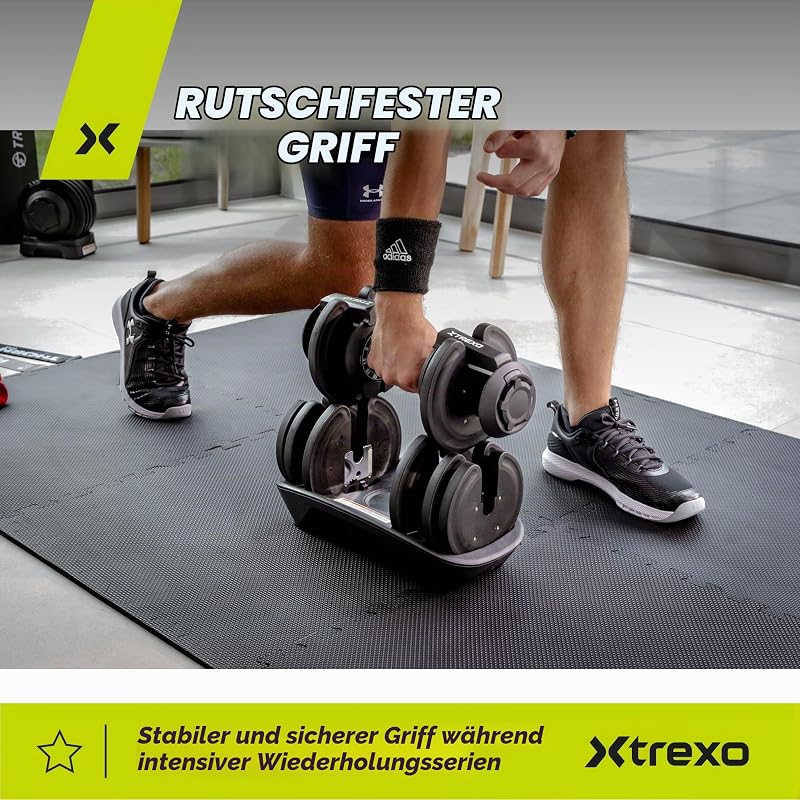 XTREXO Verstellbare Hantel 18 kg Gewichtsregulierung mit Drehknopf Gewichte Hantel aus Eisen für Krafttraining Verstellbare Kurzhantel mit Ergonomischem Rutschfestem Griff