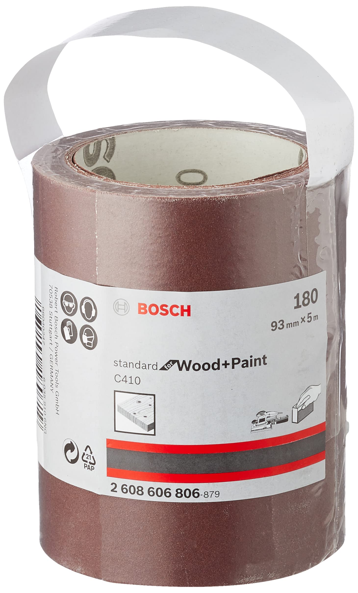 Bosch Professional 1x Sanding Roll C410 Standard for Wood and Paint (93 mm x 5 m, Grit 180, Tearable, Accessories for Hand Sanding and Orbital Sanders)