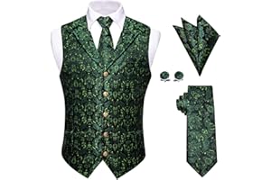 YourTies Mens Suit Vest 4PC Silk Paisley Vest with Necktie Pocket Square Cufflinks Formal Woven Waistcoat for Suit Tuxedo