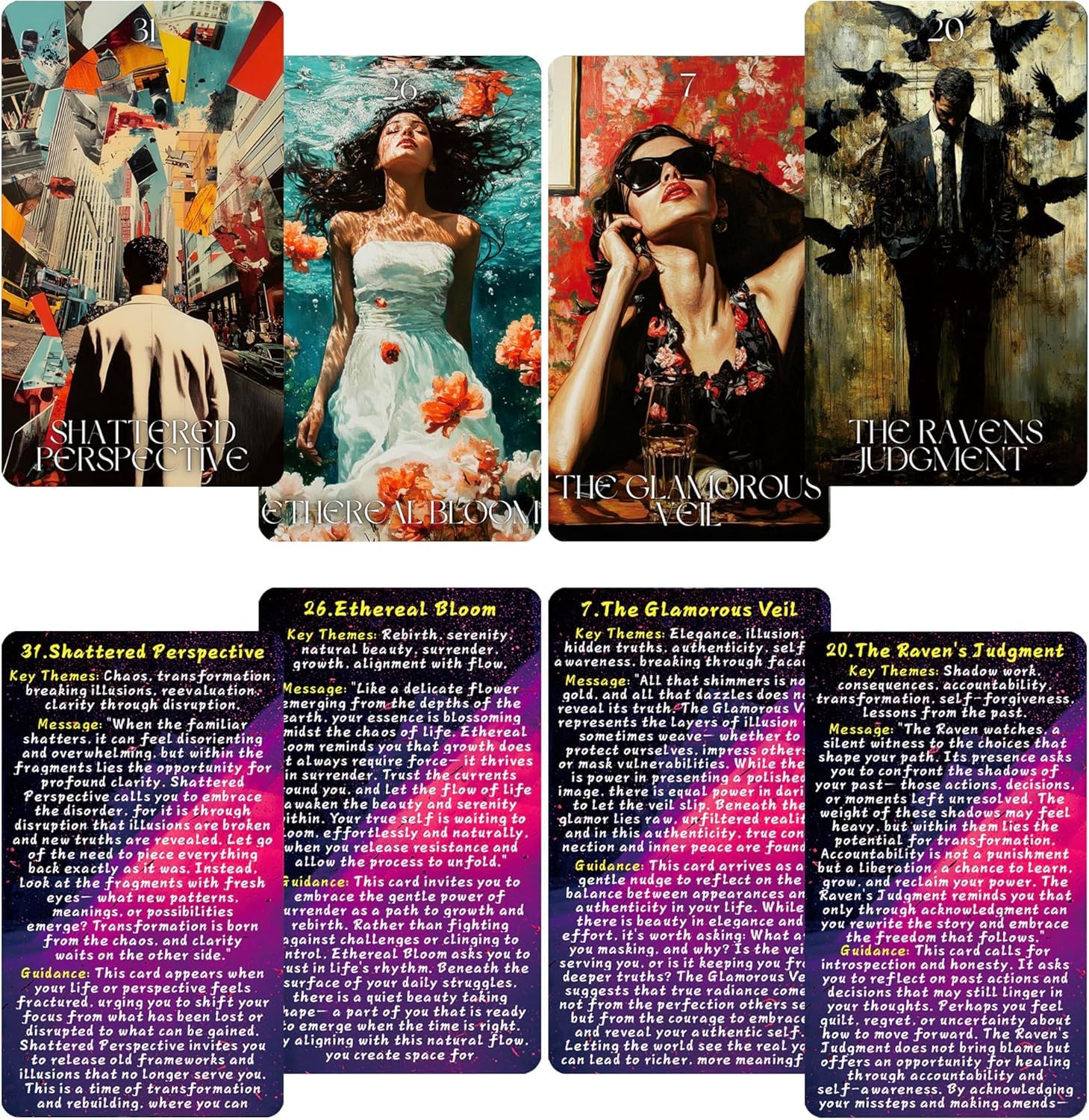 LIGHTOF JUSTICE Echoes of The Soul Oracle Cards with Guidebook, 80 Oralce Deck Help You delve into The Realms of Introspection, Emotional Healing, and Spiritual Alignment