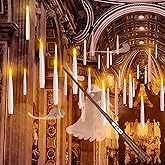 Halloween Decoration Floating Candle with Wand Magic LED Flickering-20PCs | Warm Light Flameless Battery Operated Taper Hanging Candles Set for Birthday Theme Party Gift Classroom Christmas Decor
