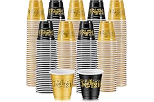 Ziliny 100 Pcs 21st Birthday Plastic Shot Glasses 2 oz cheers to 21 years Disposable Cups Bulk for Women Men happy birthday Anniversary Wedding Party Decorations Favors