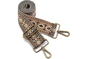 ZOOEASS Bronze Buckles Purse Strap, 2" Wide Crossbody Handbag Strap Adjustable Replacement Shoulder Strap Vintage Embroidery