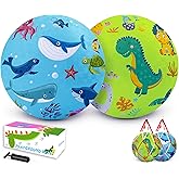 2 Pack Cartoon Kickball Set, 8.5 Inch Toddler Playground Balls, Bouncy Balls Ball for Kids Ages 3 and Up Gift, Dodgeballs Includes Pump and Storage Bag, Outdoor & Indoor Games Toy Balls for Toddlers