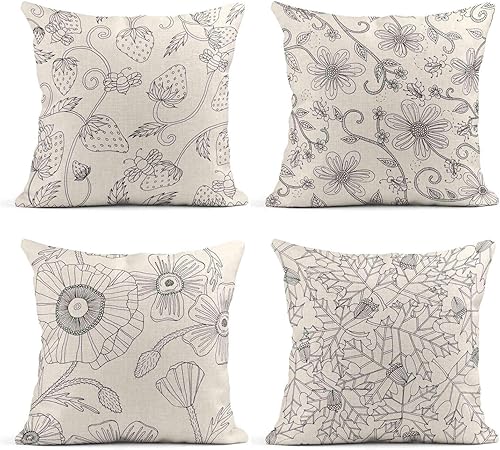 Amazon Com Tarolo Set Of 4 Linen Throw Pillow Cover Case